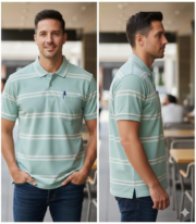 Men’s Stripe Polo T- Shirt - Image 2