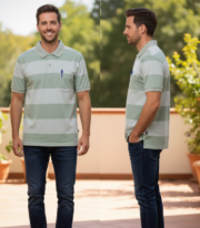 Men’s Stripe Polo T- Shirt - Image 2