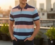 Men’s Stripe Polo T- Shirt- Style-2301