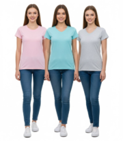 Ladies Top Short Sleeve, Cotton Rich